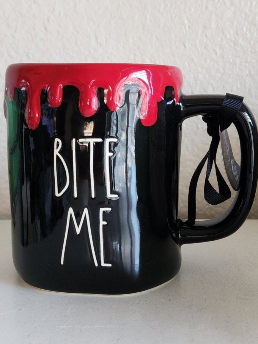 NEW Rae Dunn BITE ME Halloween Mug Coffee Tea Mug Black Red NWT